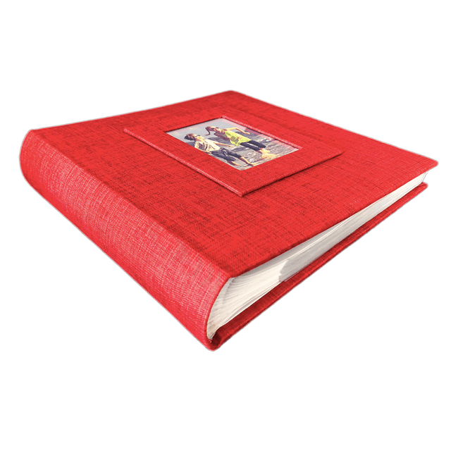 Red fabric cover paper pocket album 4R