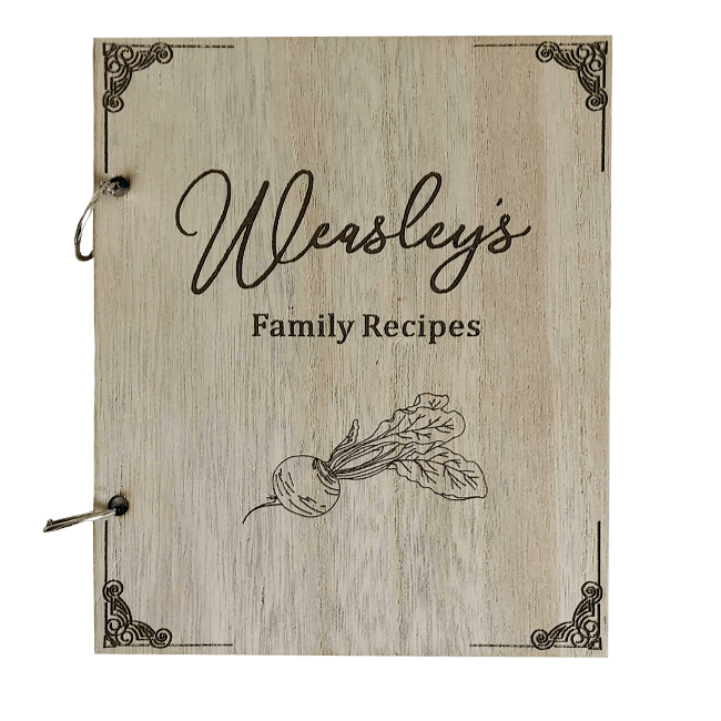 Wooden Family Receipts 30 pages 8"x10" D binder