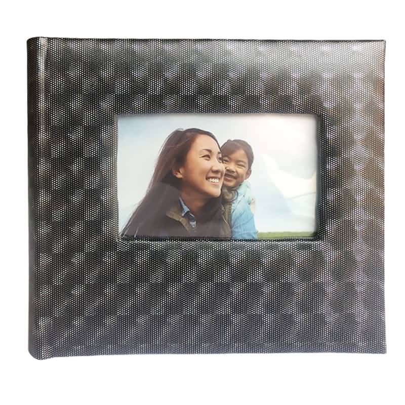 Grid leather black album 200 memo pockets 4x6inch